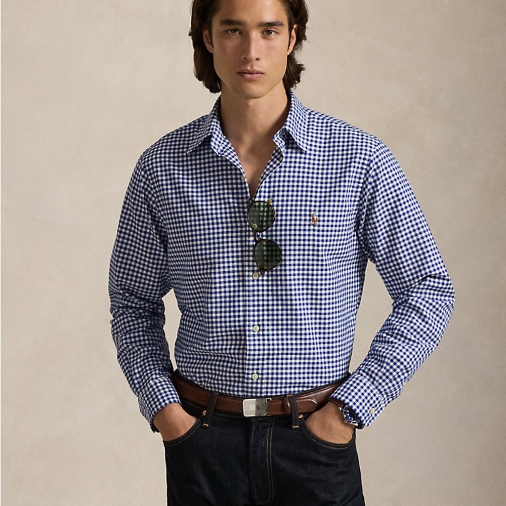 Polo by Ralph Lauren Men's Navy and White Gingham Shirt